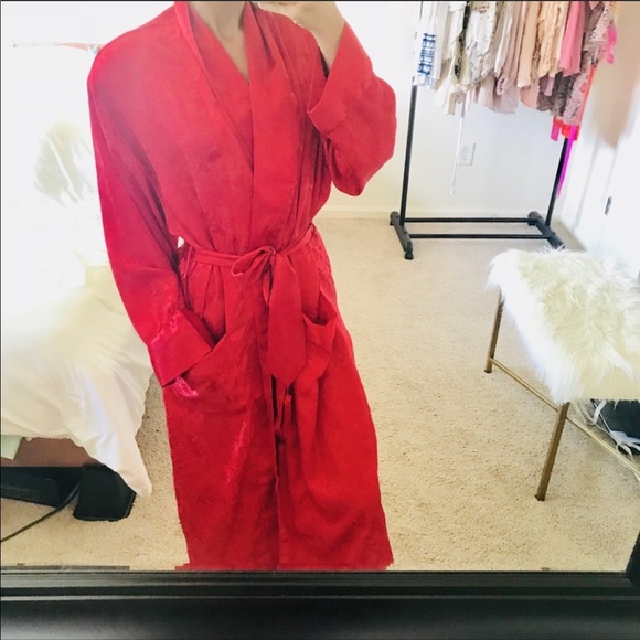 Victoria's Secret | Intimates & Sleepwear | Vintage Vs Red Floral Silky ...